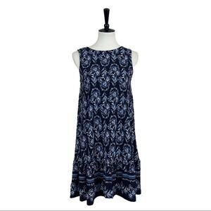 Loft Women's NEW Sleeveless Jersey Blue White Floral Shift Swing Dress Size XS